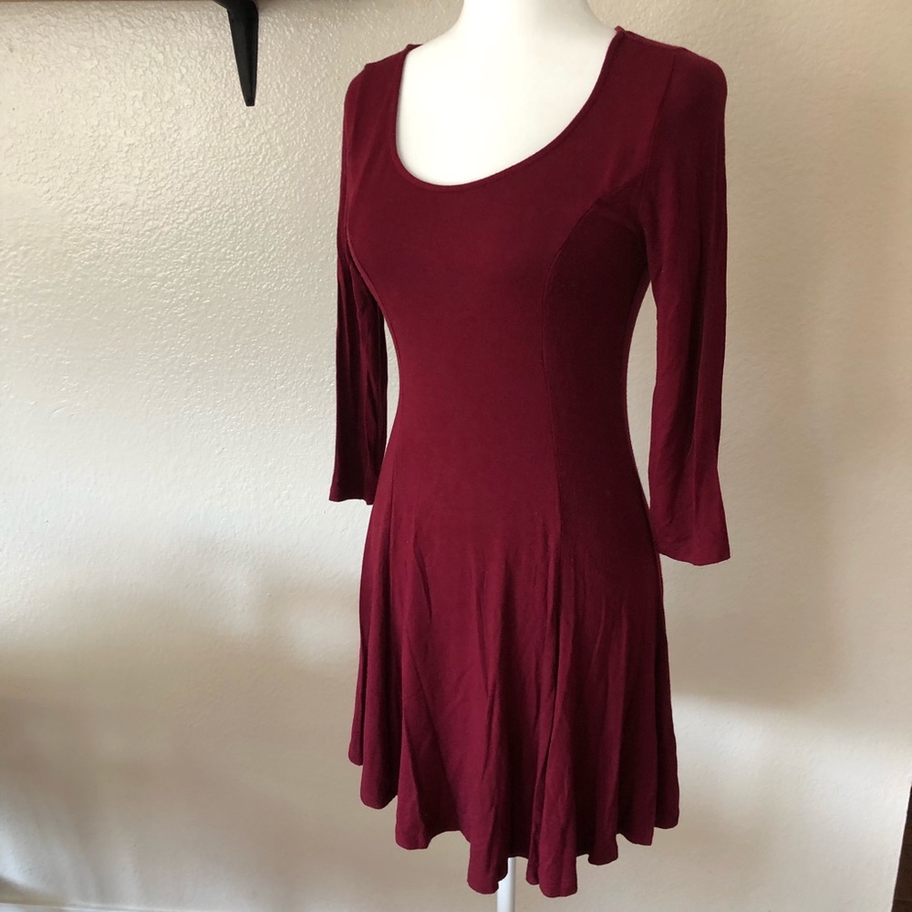 Forever 21 Maroon Merlot Fit and Flare Dress